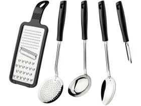 Jogo de Utensílios Easy em Aço Inox com Cabo Polipropileno 5 Peças Preto Tramontina Jogo de Utensílios Easy em Aço Inox com Cabo Polipropileno 5 Peças Preto Tramontina