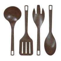 Jogo De Utensílios Ecológicos Para Cozinha 4 Peças Imbuia MARROM