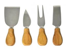 Jogo de Utensílios Para Queijo Inox Cabo De Madeira - Mimo