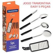 Jogo de Utensilios Tramontina Easy em Aço Inox com Cabo Polipropileno 5 Peças Preto Jogo de Utensilios Tramontina Easy em Aço Inox com Cabo Polipropileno 5 Peças Preto
