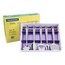 Jogo De Utensílios Tramontina Extrata Em Aço Inox Com Suporte De Parede 5 Peças Tramontina Jogo De Utensílios Tramontina Extrata Em Aço Inox Com Suporte De Parede 5 Peças Tramontina