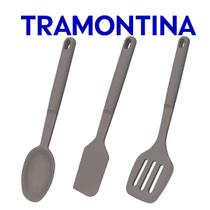 Jogo De Utensílios Tramontina Softta Em Silicone 3 Peças Colher de Servir Espátula Espátula Vazada Jogo De Utensílios Tramontina Softta Em Silicone 3 Peças Colher de Servir Espátula Espátula Vazada