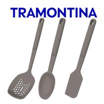 Jogo De Utensílios Tramontina Softta Em Silicone 3 Peças Escumadeira Colher de Servir Concha - Jogo De Utensílios Tramontina Softta Em Silicone 3 Peças Escumadeira Colher de Servir Concha -