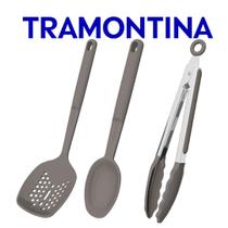 Jogo De Utensílios Tramontina Softta Em Silicone 3 Peças Escumadeira Colher de Servir Pegador Jogo De Utensílios Tramontina Softta Em Silicone 3 Peças Escumadeira Colher de Servir Pegador