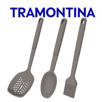 Jogo De Utensílios Tramontina Softta Em Silicone 3 Peças Escumadeira Colher de Servir Pincel Jogo De Utensílios Tramontina Softta Em Silicone 3 Peças Escumadeira Colher de Servir Pincel