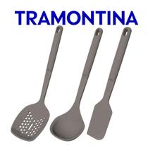 Jogo De Utensílios Tramontina Softta Em Silicone 3 Peças Escumadeira Concha Espátula Jogo De Utensílios Tramontina Softta Em Silicone 3 Peças Escumadeira Concha Espátula