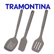 Jogo De Utensílios Tramontina Softta Em Silicone 3 Peças Escumadeira Espátula Espátula Vazada