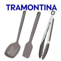 Jogo De Utensílios Tramontina Softta Em Silicone 3 Peças Escumadeira Espátula Pegador Jogo De Utensílios Tramontina Softta Em Silicone 3 Peças Escumadeira Espátula Pegador