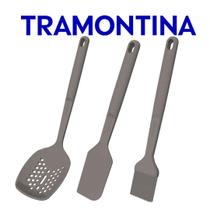 Jogo De Utensílios Tramontina Softta Em Silicone 3 Peças Escumadeira Espátula Pincel Jogo De Utensílios Tramontina Softta Em Silicone 3 Peças Escumadeira Espátula Pincel