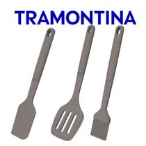 Jogo De Utensílios Tramontina Softta Em Silicone 3 Peças Espátula Espátula Vazada Pincel
