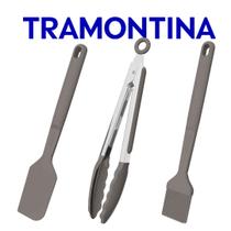 Jogo De Utensílios Tramontina Softta Em Silicone 3 Peças Espátula Pegador Pincel