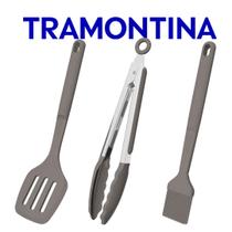 Jogo De Utensílios Tramontina Softta Em Silicone 3 Peças Espátula Vazada Pegador Pincel