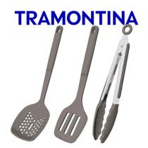 Jogo De Utensílios Tramontina Softta Em Silicone 3 Peças Esppumadeira Espátula Vazada Pegador Jogo De Utensílios Tramontina Softta Em Silicone 3 Peças Esppumadeira Espátula Vazada Pegador