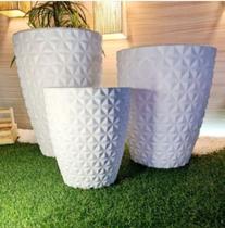 Jogo de vaso diamante 3 peças cor banca