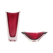 Jogo de Vaso e Centro de Mesa em Cristal Bohemia Okinawa 2 Peças