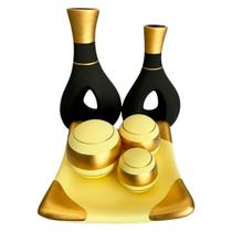 Jogo de Vasos Par Furados e Centro de Mesa 3 esferas Fosca - Gold Black Jogo de Vasos Par Furados e Centro de Mesa 3 esferas Fosca - Gold Black