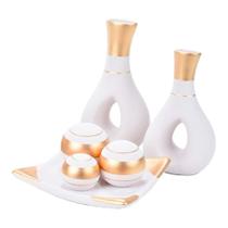 Jogo de Vasos Par Furados e Centro de Mesa 3 esferas Fosca - White Golden