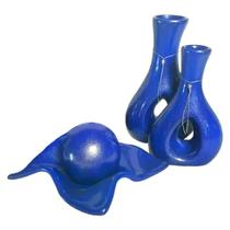 Jogo de Vasos Par Furados e Centro de Mesa de Sala Decor - Azul Royal Jogo de Vasos Par Furados e Centro de Mesa de Sala Decor - Azul Royal