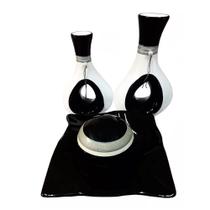 Jogo de Vasos Par Furados e Centro de Mesa de Sala Decor - Black White