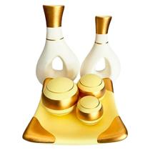 Jogo De Vasos Par Furados E Prato 3Esferas White Gold Jogo De Vasos Par Furados E Prato 3Esferas White Gold