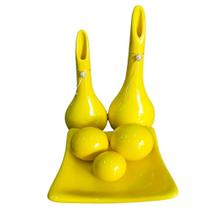 Jogo de Vasos Par Lâmpadas e Centro de Mesa 3 Esferas Decor - Amarelo Jogo de Vasos Par Lâmpadas e Centro de Mesa 3 Esferas Decor - Amarelo