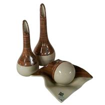 Jogo de Vasos Par Lâmpadas e Centro de Mesa em Cerâmica - Bege Jogo de Vasos Par Lâmpadas e Centro de Mesa em Cerâmica - Bege