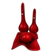 Jogo de Vasos Par Lâmpadas e Centro de Mesa em Cerâmica - Red Jogo de Vasos Par Lâmpadas e Centro de Mesa em Cerâmica - Red