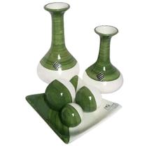 Jogo De Vasos Par Long Pipe E Centro De Mesa 3 Esferas Verde