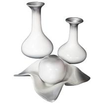 Jogo de Vasos Par Long Pipe e Centro de Mesa Decor - White Silver