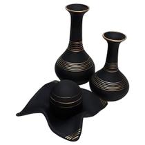 Jogo De Vasos Par Long Pipe E Centro De Mesa Fosca Black Jogo De Vasos Par Long Pipe E Centro De Mesa Fosca Black