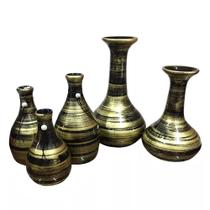 Jogo de Vasos Par Long Pipe e Trio de Garrafas Decor - Black Gold Jogo de Vasos Par Long Pipe e Trio de Garrafas Decor - Black Gold