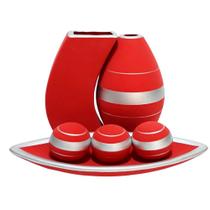 Jogo de Vasos Par Turim e Barca 3 esferas em Cerâmica Fosca - Red Silver