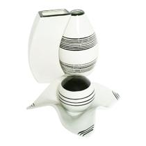 Jogo de Vasos Par Turim e Centro de Mesa em Cerâmica - Black White