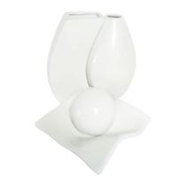 Jogo De Vasos Par Turim E Centro De Mesa Em Cerâmica White