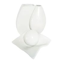 Jogo de Vasos Par Turim e Centro de Mesa em Cerâmica - White Jogo de Vasos Par Turim e Centro de Mesa em Cerâmica - White