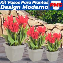 Jogo De Vasos Quadrados P/ Plantas P M G Decoração Casa Jardim Varanda