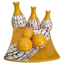 Jogo De Vasos Trio Garrafas 3Esferas Mostarda - Retrofenna Decor