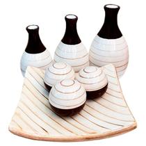 Jogo de Vasos Trio Garrafas e Centro de Mesa 3 esferas Decor - Beige Brown