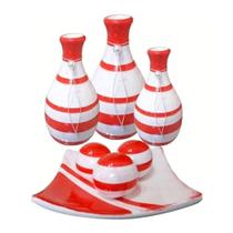 Jogo de Vasos Trio Garrafas e Centro de Mesa 3 esferas Decor - Red White