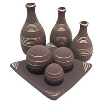 Jogo de Vasos Trio Garrafas e Centro de Mesa 3 esferas Fosca - Brown Gold Jogo de Vasos Trio Garrafas e Centro de Mesa 3 esferas Fosca - Brown Gold