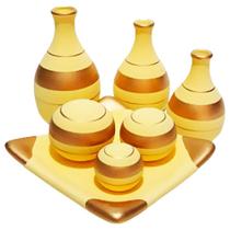Jogo de Vasos Trio Garrafas e Centro de Mesa 3 esferas Fosca - Golden