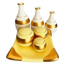 Jogo de Vasos Trio Garrafas e Centro de Mesa 3 esferas Fosca - Golden White