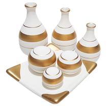 Jogo de Vasos Trio Garrafas e Centro de Mesa 3 esferas Fosca - White Golden