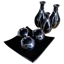 Jogo De Vasos Trio Garrafas E Centro De Mesa 3Esferas Black Jogo De Vasos Trio Garrafas E Centro De Mesa 3Esferas Black