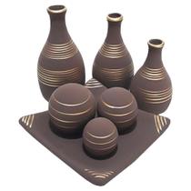 Jogo De Vasos Trio Garrafas E Centro De Mesa - Choco Gold