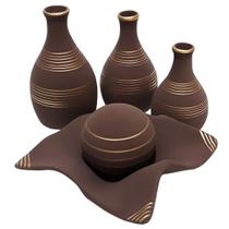 Jogo De Vasos Trio Garrafas E Centro De Mesa - Choco Gold