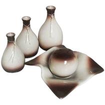 Jogo de Vasos Trio Garrafas e Centro de Mesa em Cerâmica - Mescla