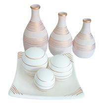 Jogo De Vasos Trio Garrafas E Centro De Mesa - White Gold Jogo De Vasos Trio Garrafas E Centro De Mesa - White Gold