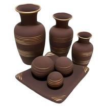 Jogo De Vasos Trio Jad E Centro De Mesa Chocolate Jogo De Vasos Trio Jad E Centro De Mesa Chocolate