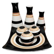 Jogo de Vasos Trio Piccolo e Centro de Mesa 3 Esferas Decor - Black White